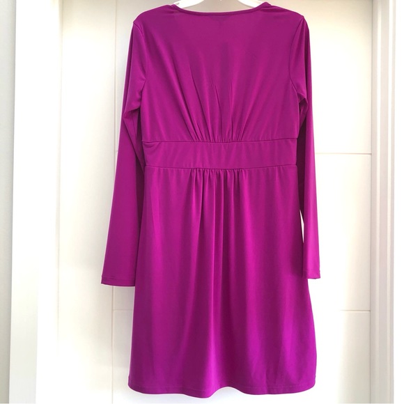 Magenta pleated long sleeve Mini Dress - Picture 8 of 9